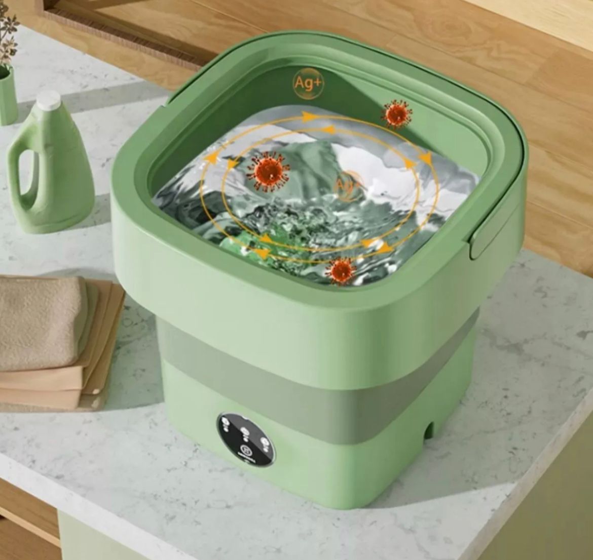 Mini Lavadora Eléctrica Portátil Plegable + Canasta centrifugadora