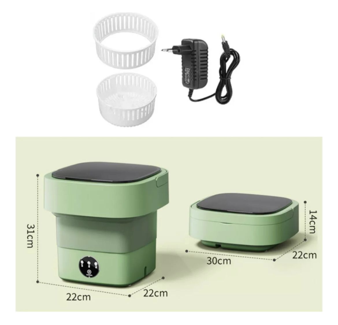 Mini Lavadora Eléctrica Portátil Plegable + Canasta centrifugadora