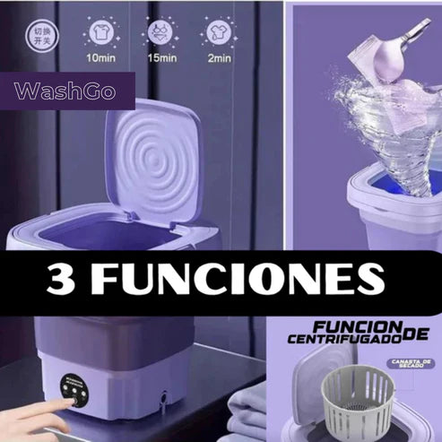 Mini Lavadora Eléctrica Portátil Plegable + Canasta centrifugadora