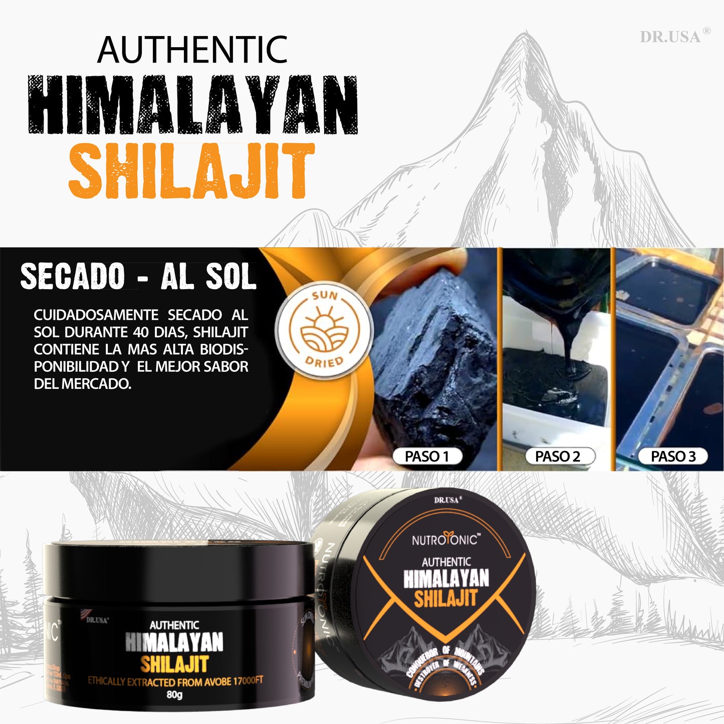 Shilajit Himalaya Original 80g – Resina Pura con 85+ Minerales y Ácido Fúlvico